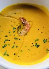 Ricetta Vellutata di zucca, carote e curcuma con gambero rosso marinato