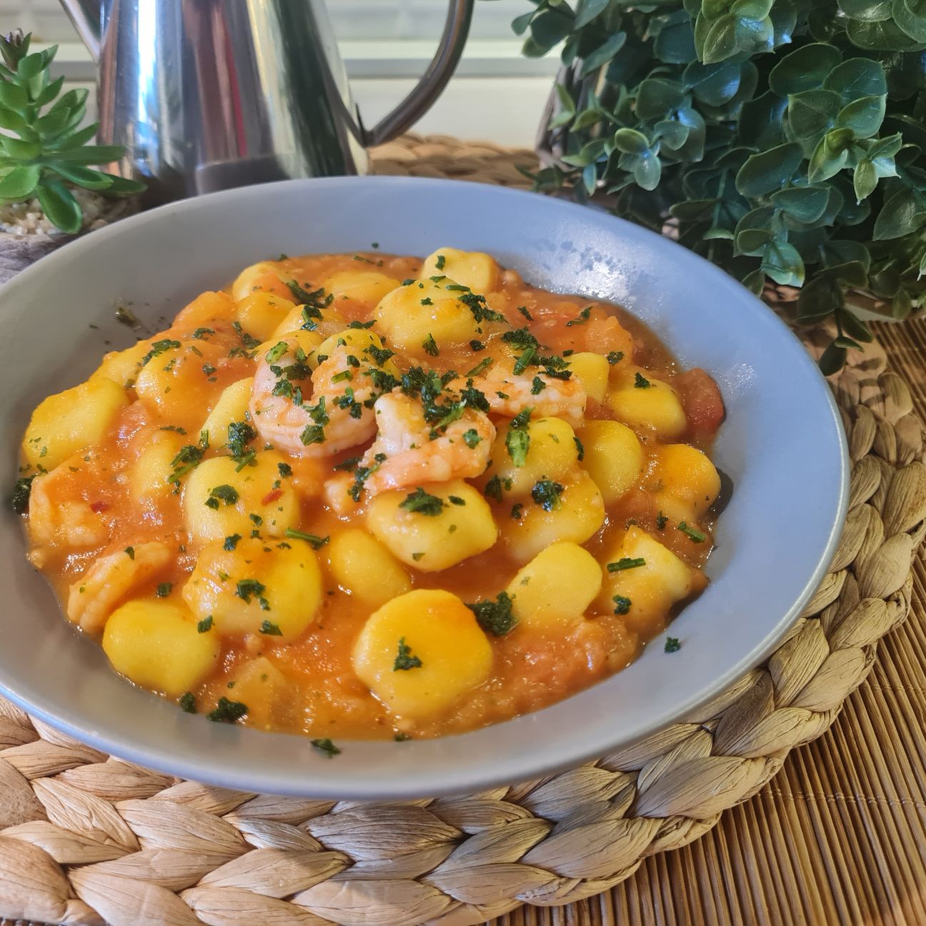 Gnocchi con pomodoro e gamberi