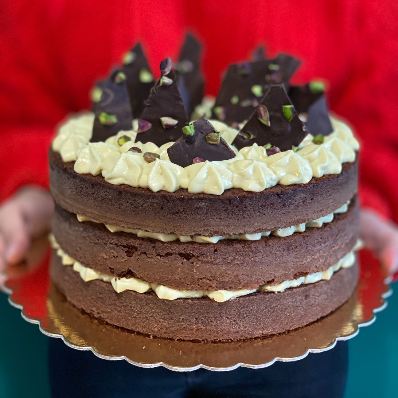 Torta moretto con crema al pistacchio