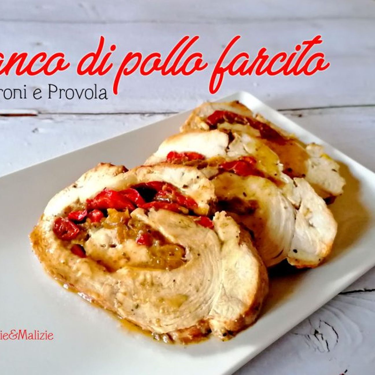 Bianco di pollo farcito peperoni e provola