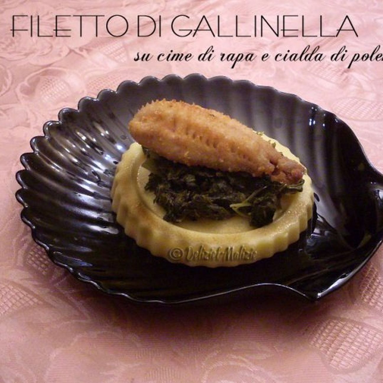 Filetto di gallinella su cime di rapa e cialda di polenta