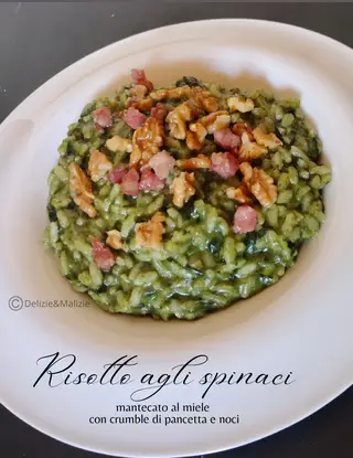 Ricetta Risotto agli Spinaci mantecato al miele con crumble di pancetta e noci di ladyp