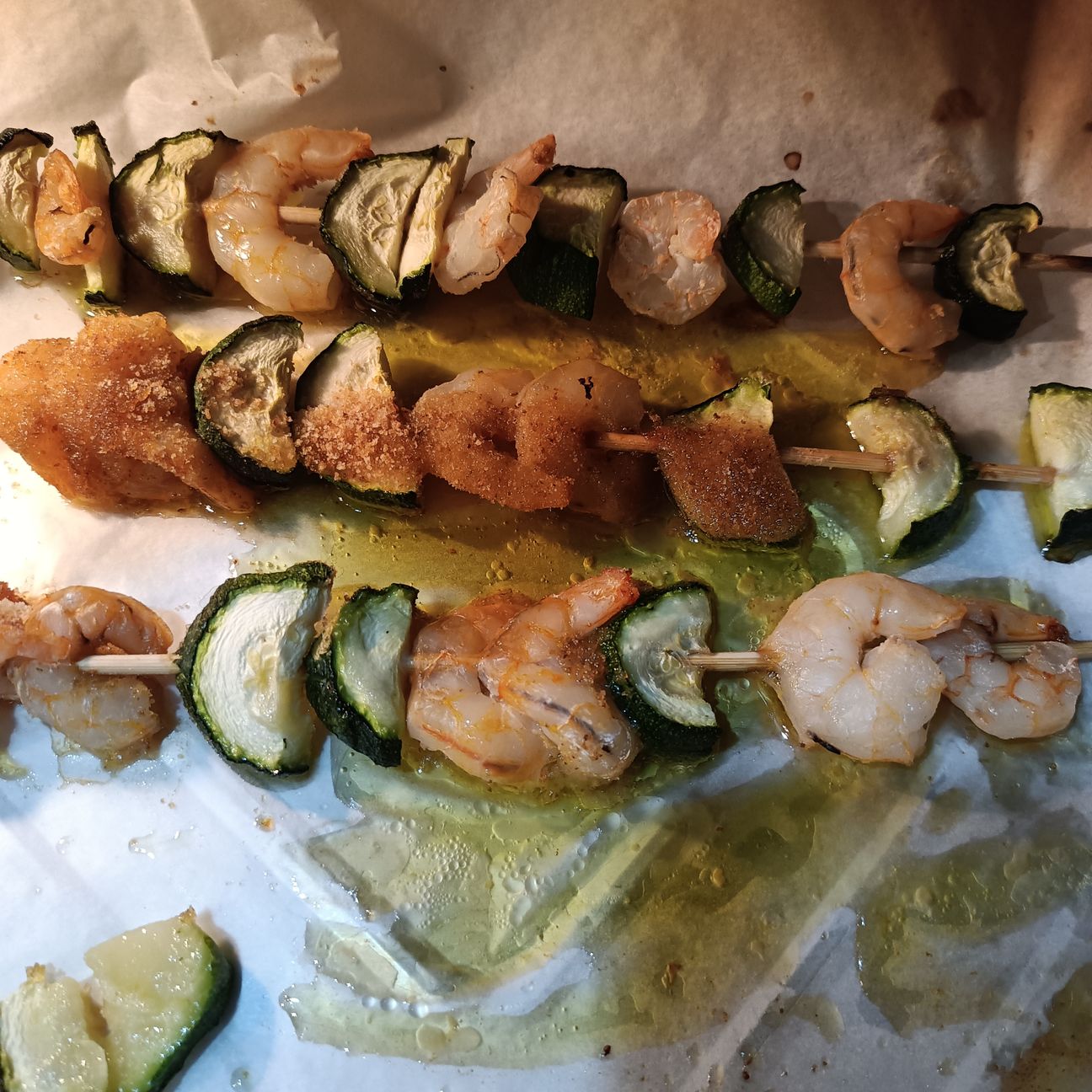 Spiedini di gamberi e zucchine