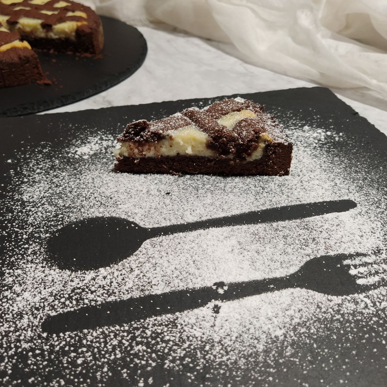 Crostata al cacao con crema al cioccolato bianco