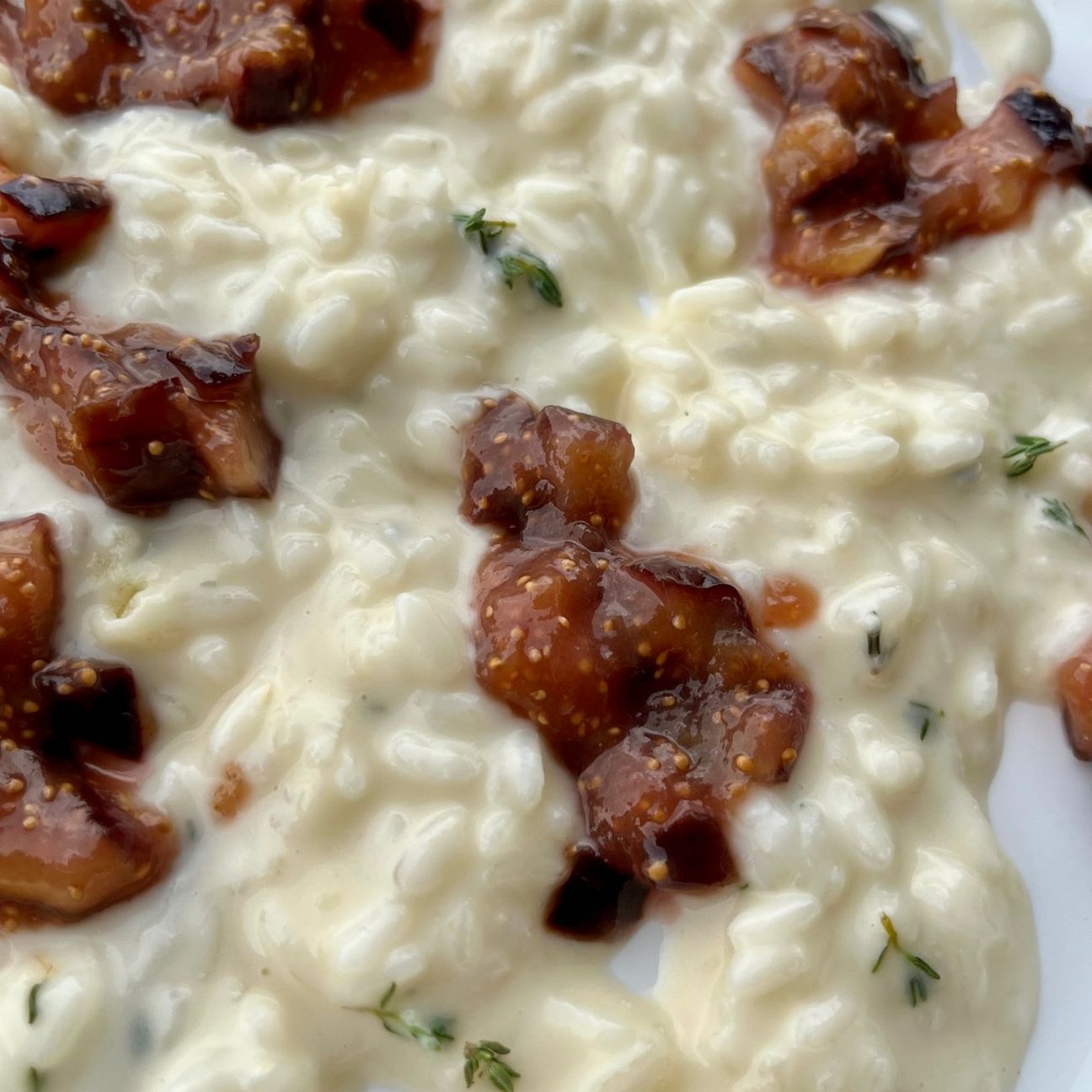 fico sto risotto, risotto al gorgonzola con composta di fichi e timo