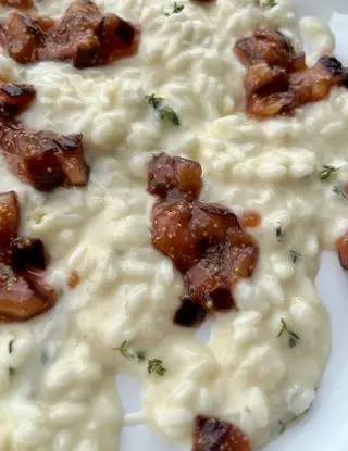 Ricetta fico sto risotto, risotto al gorgonzola con composta di fichi e timo di notbadfood.alessandroosnaghi