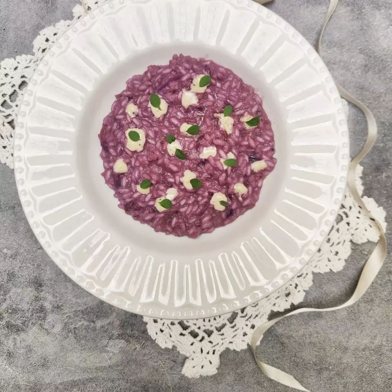 Risotto al cavolo rosso e crema di pecorino