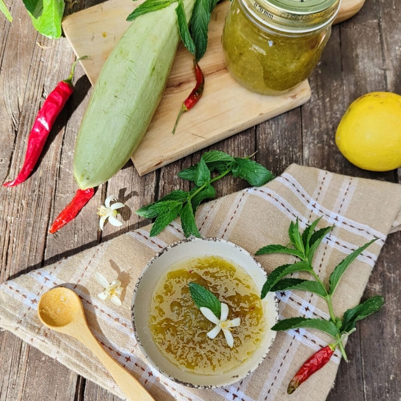 Confettura di zucchine, peperoncino e menta