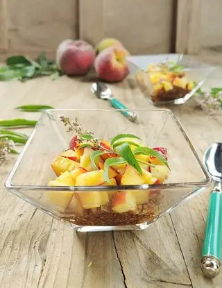 Ricetta Cous cous al cacao con pesche al profumo di erba Luigia di _paola_catalano