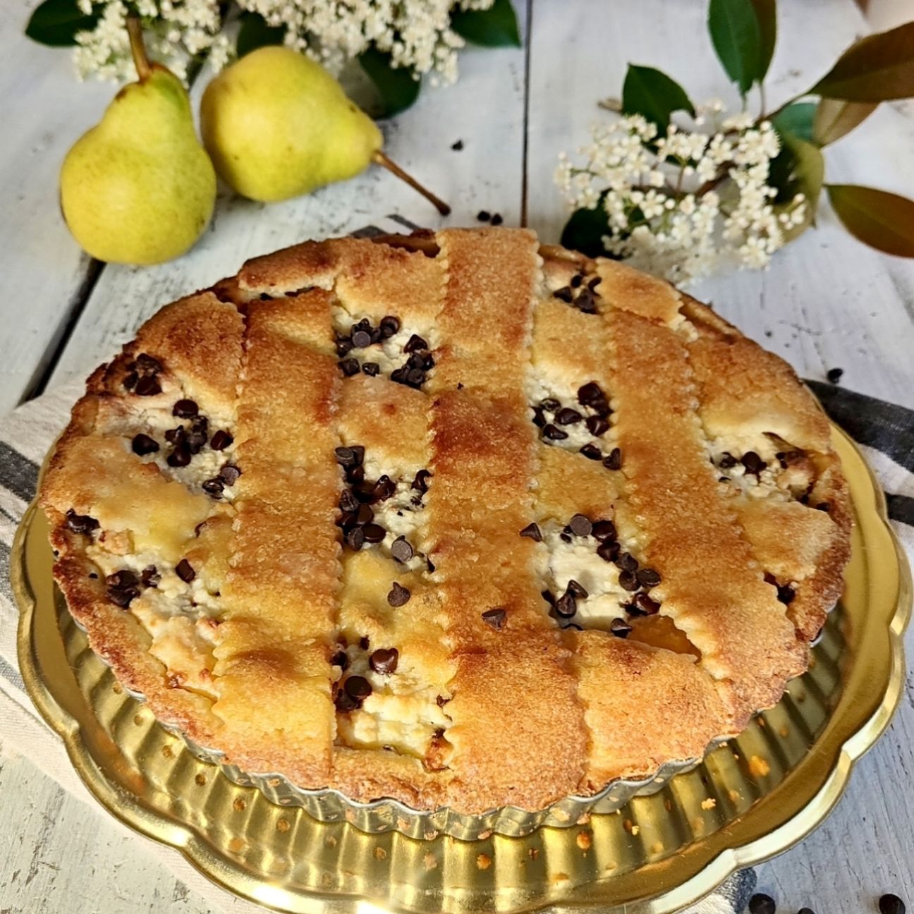 Crostata ricotta, pere e cioccolato