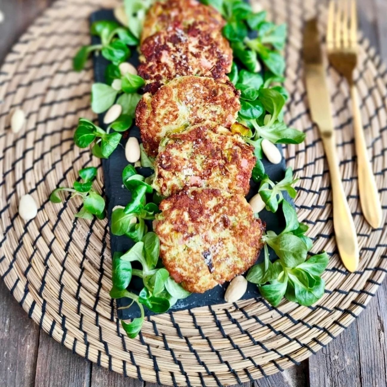 Medaglioni di broccolo Romano e farina di mandorle