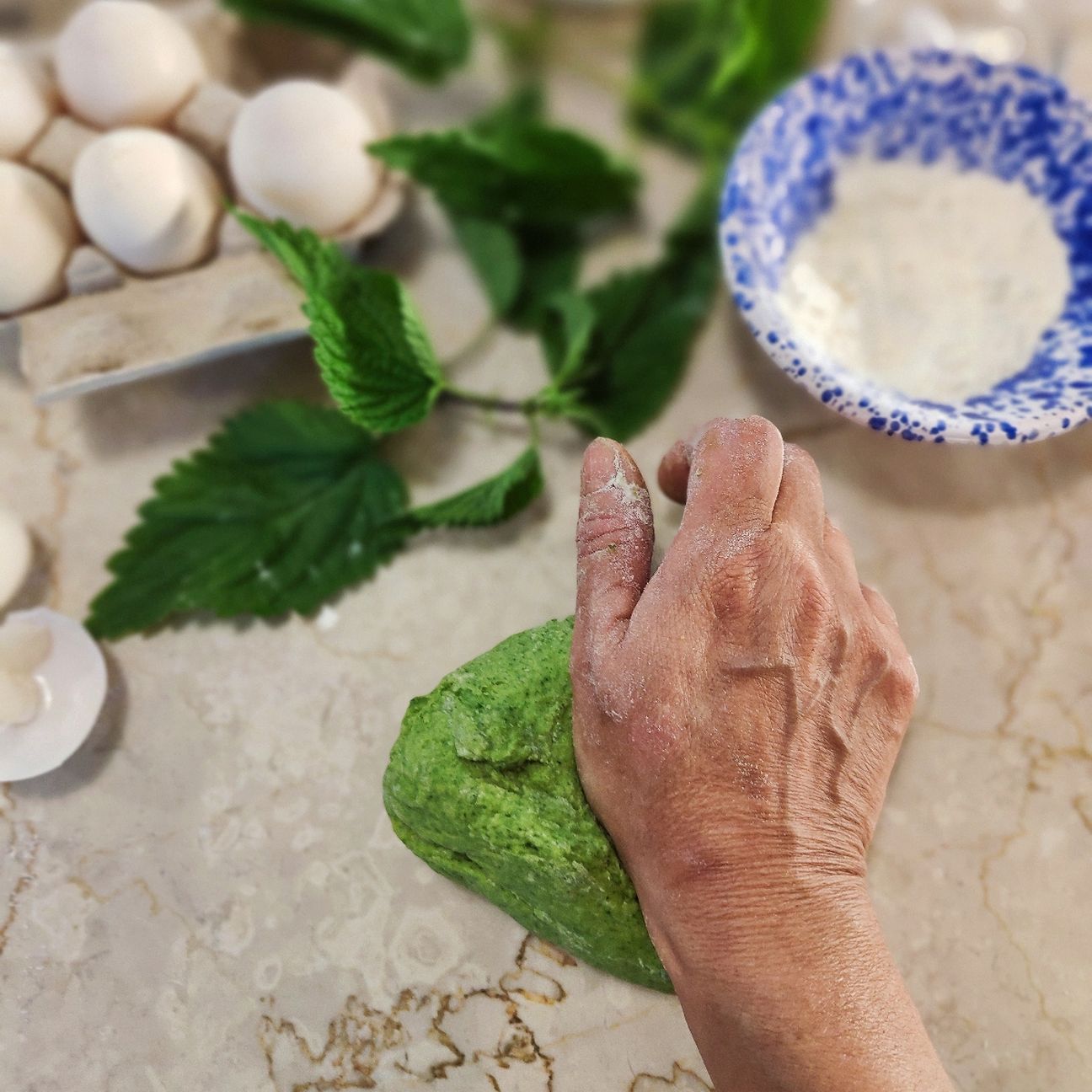 Pasta fresca con uovo di anatra ed ortiche