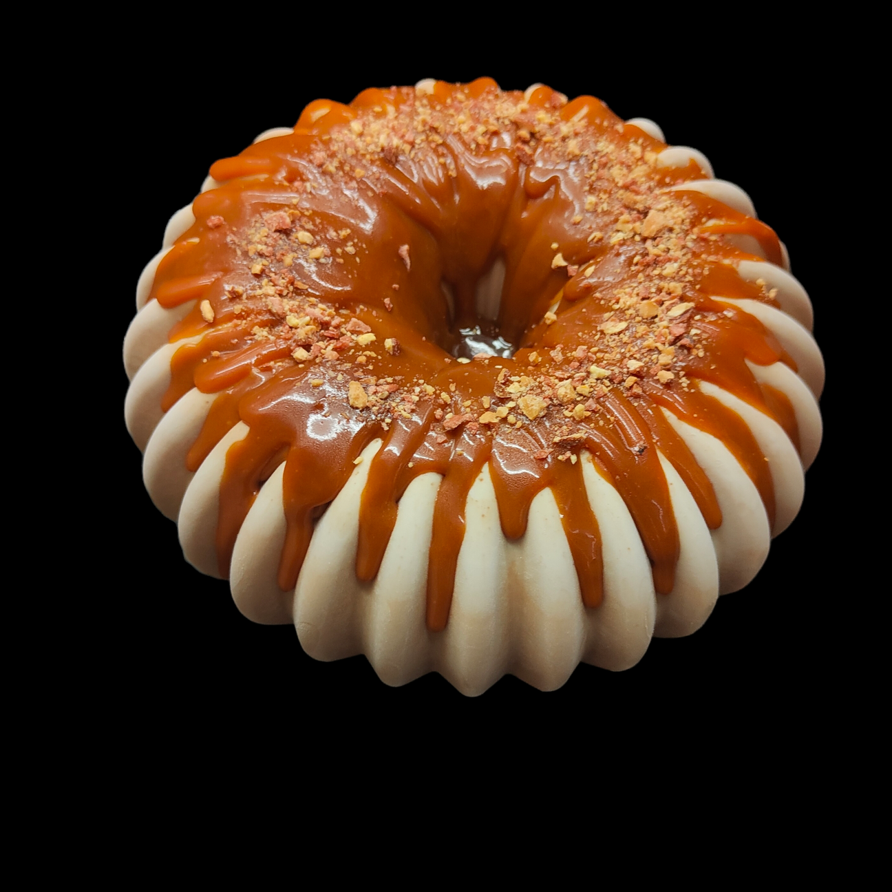 Panna cotta alla crema caffè, ganache al caramello salato e croccante caramellato