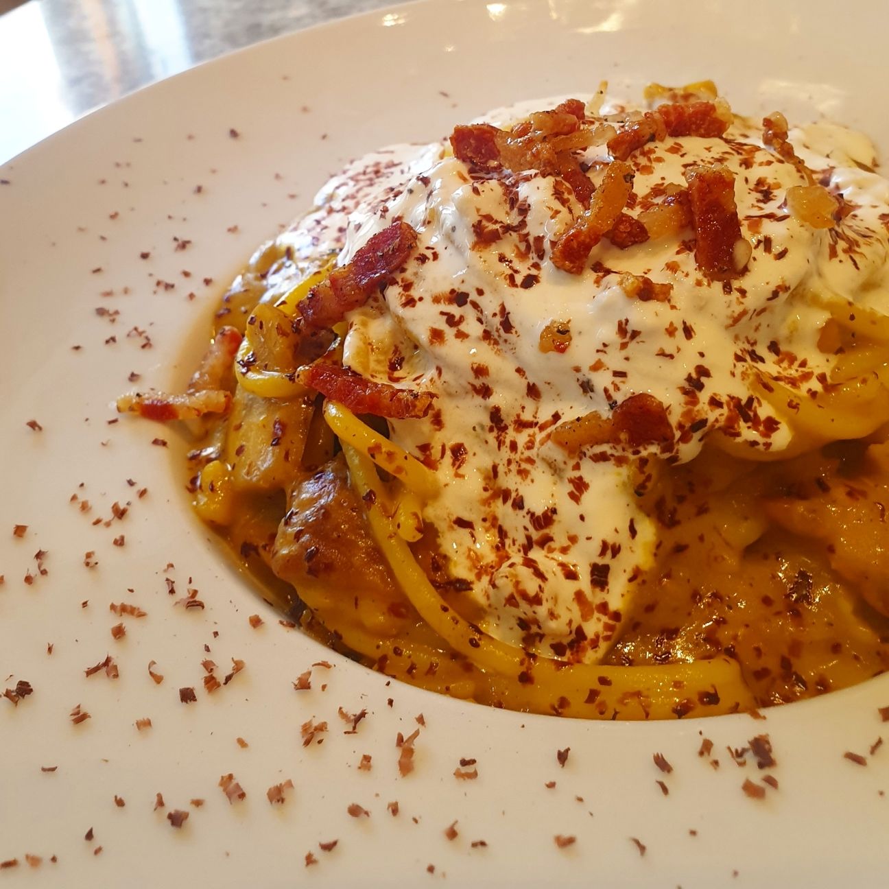 Spaghetti alla chitarra Mont Blanc