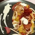 Ricetta Spaghettini ai totani con coppa croccante e crema di stracciatella