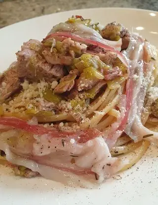 Ricetta Linguine lardo, porro, tonno e rosmarino di robertobabbilonia