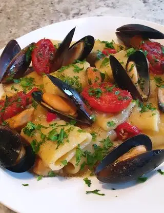 Ricetta Paccheri patate, cozze e pomodorini di robertobabbilonia