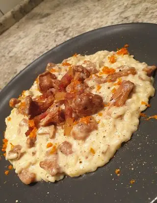 Ricetta Risotto con crema di topinambur, guanciale croccante, finferli e scorza d'arancia di robertobabbilonia
