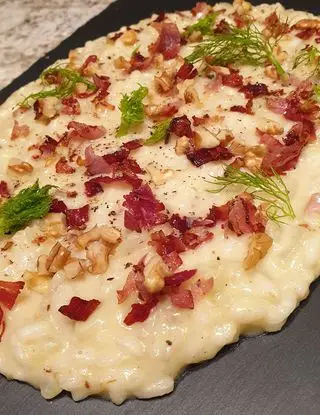 Ricetta Risotto al finocchio con culatello croccante e granella di noci di robertobabbilonia