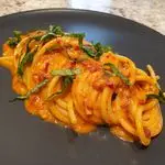 Ricetta Spaghettoni XXL Garofalo con zabaione salato al parmigiano, 'nduja e basilico