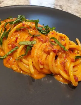 Ricetta Spaghettoni XXL Garofalo con zabaione salato al parmigiano, 'nduja e basilico di robertobabbilonia