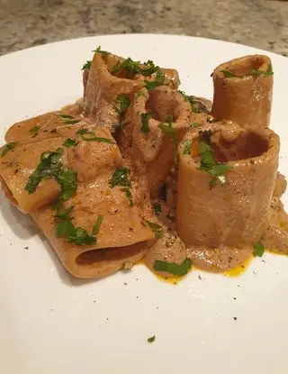 Ricetta Paccheri in crema di olive taggiasche, pepe di Sichuan e coriandolo fresco di robertobabbilonia