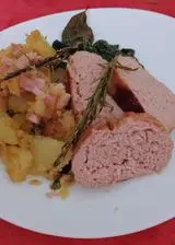 Ricetta Polpettone al forno con patate e pancetta e spinaci al burro