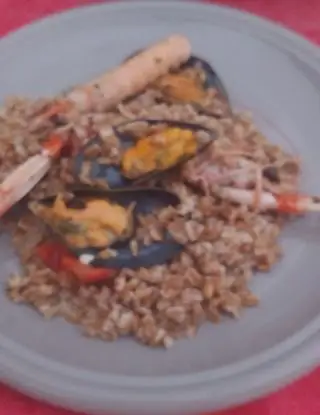 Ricetta Farro decorticato con cozze e scampetti di monello