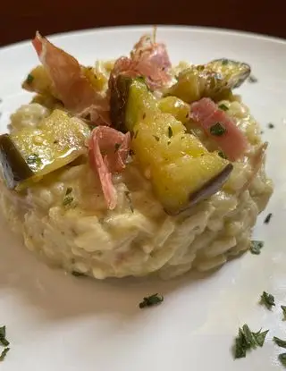 Ricetta Risotto con Crema di Melanzane, speck e brie  di maryaifornelli