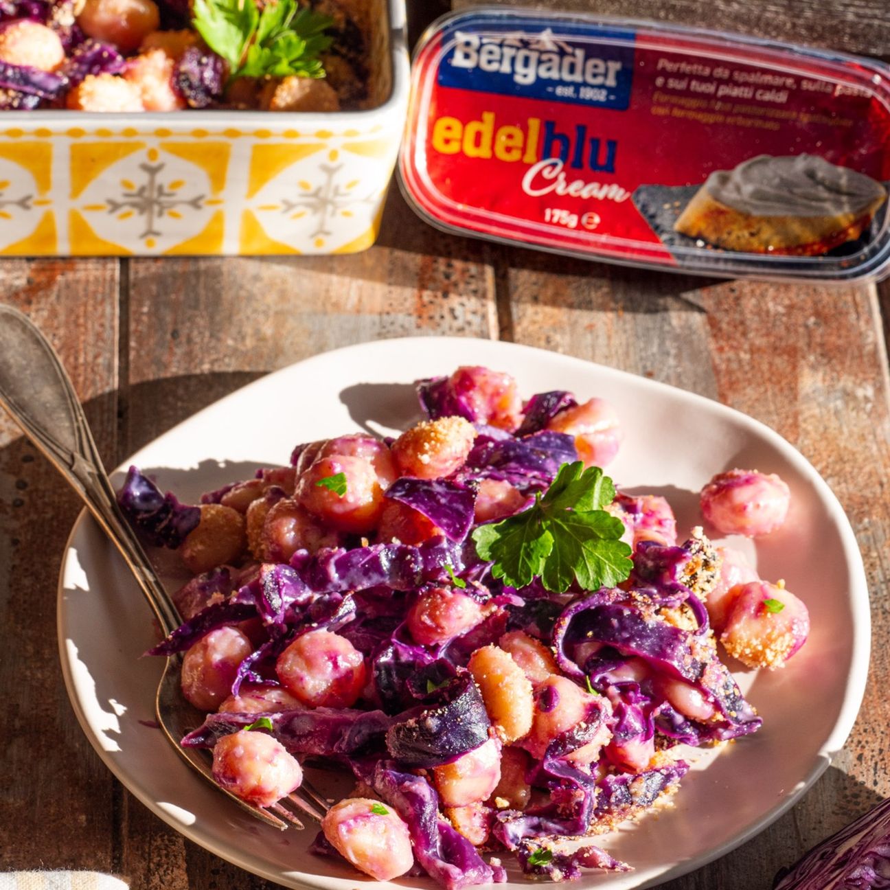 Gnocchetti al cavolo rosso gratinati con Edelblu Cream Bergader