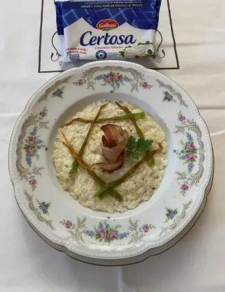 Ricetta Risotto morbido con Certosa Galbani, fiori di zucca e pancetta di Iaia17