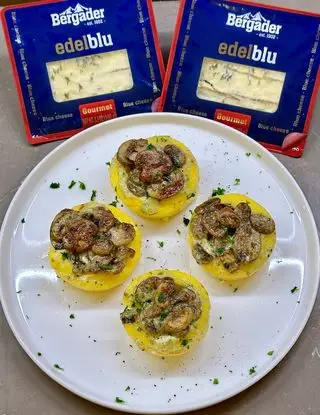 Ricetta Cestini di polenta con crema di Edelblu Gourmet Bergader e funghi di virginia.fabbri