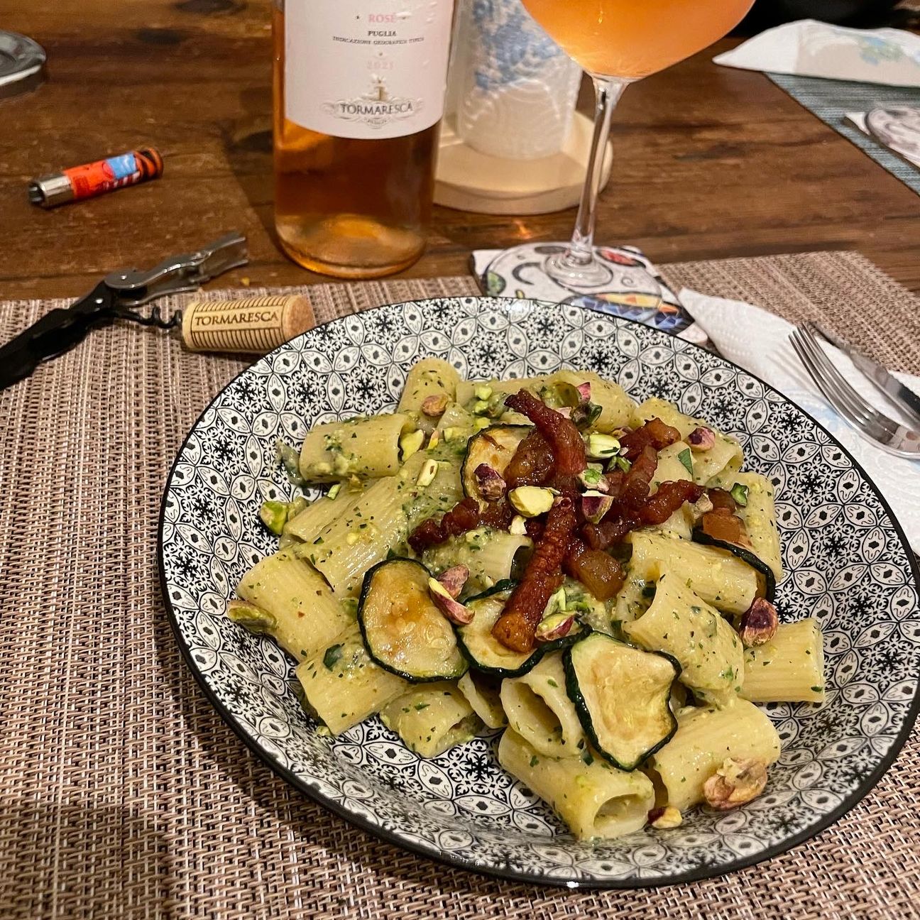 MEZZEMANICHE ZUCCHINE PANCETTA E PISTACCHI
