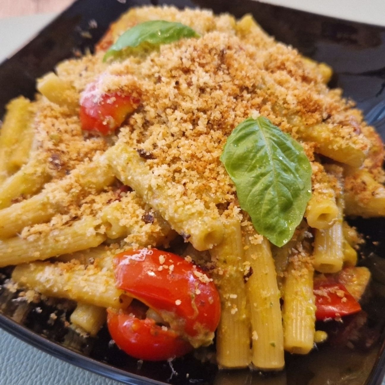 Sedanini con pesto di friggitelli e pomodorini