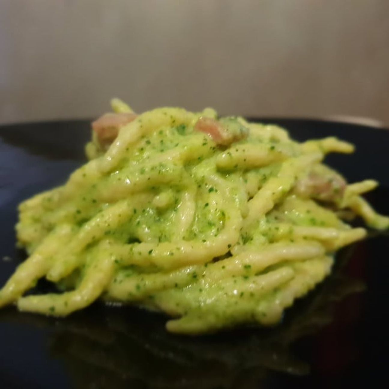 Trofie zucchine e speck