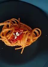 Ricetta Spaghetti con crema di peperoni, curcuma e mandorle
