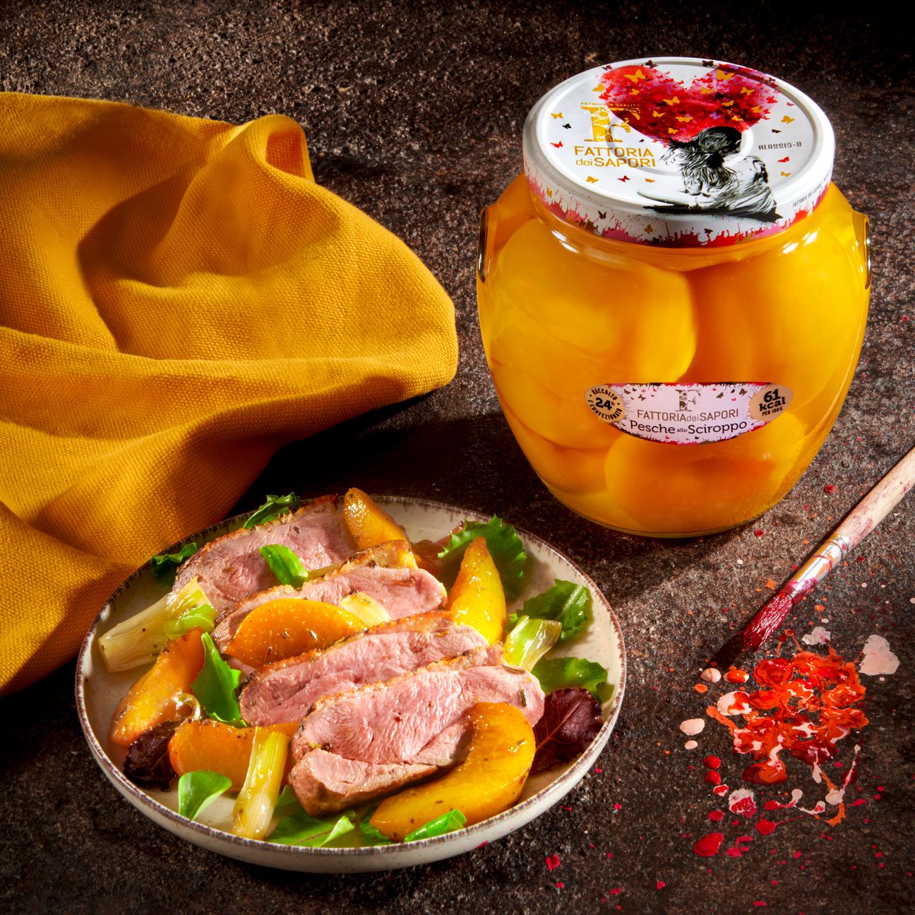 Petto d’anatra con pesche
