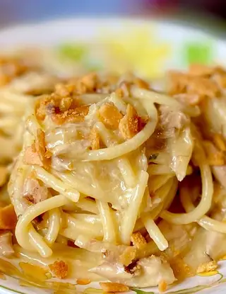 Ricetta Spaghettone Gentile aglio, olio e sgombro con pangrattato fritto al peperoncino di simone