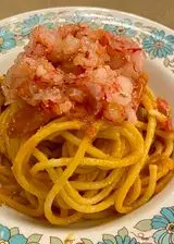 Ricetta Spaghettone pomodorini aglio, olio, peperoncino e tartar di gambero rosso 🦐