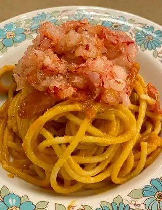 Ricetta Spaghettone pomodorini aglio, olio, peperoncino e tartar di gambero rosso 🦐 di simone