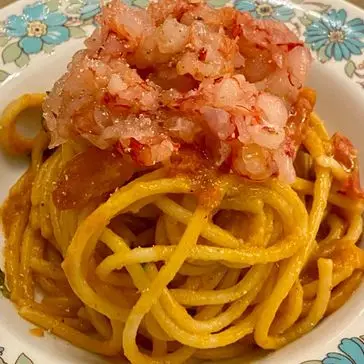 Ricetta Spaghettone pomodorini aglio, olio, peperoncino e tartar di gambero rosso 🦐 di simone