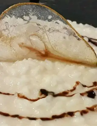 Ricetta Risotto taleggio Dop, pere , pera vetrificata, riduzione aceto balsamico IGP di gjdesa