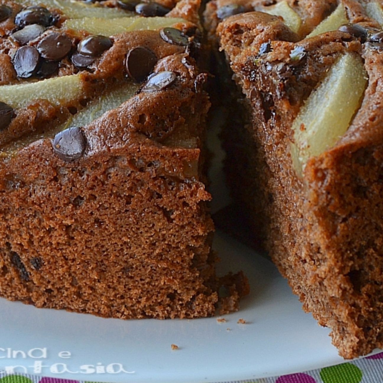 Torta ricotta, pere e cioccolato
