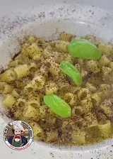 Ricetta Tubetti in salsa di minestrone e polvere di pomodoro