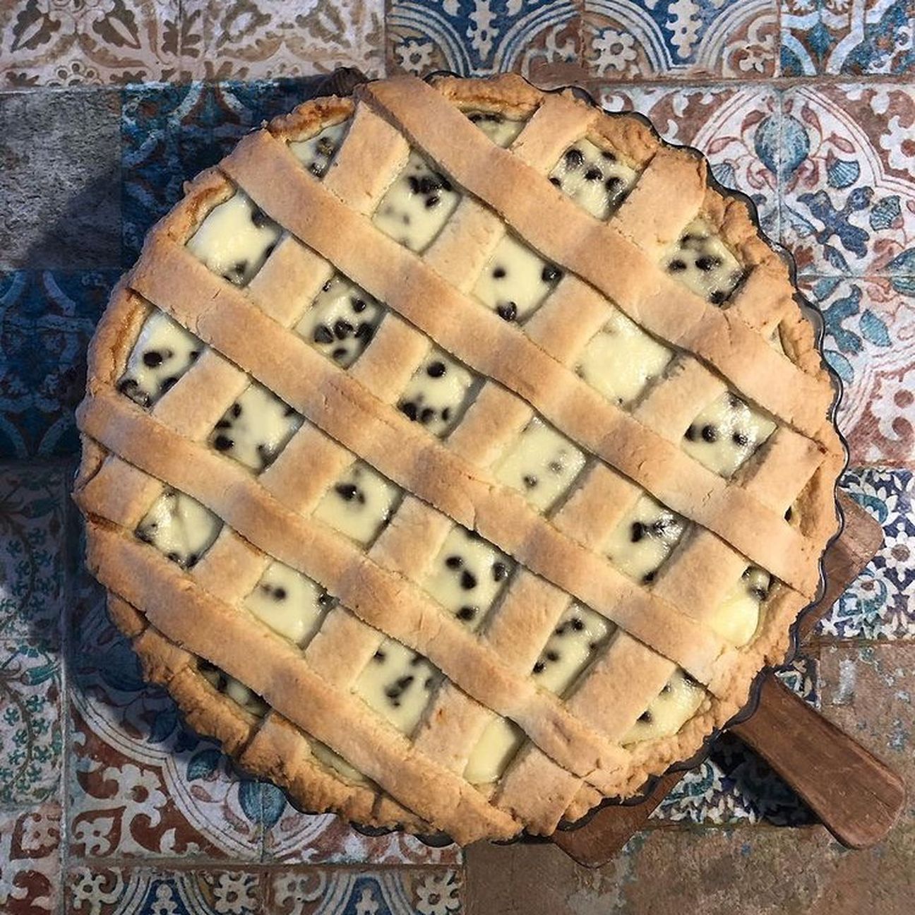 Crostata con ricotta e gocce di cioccolato