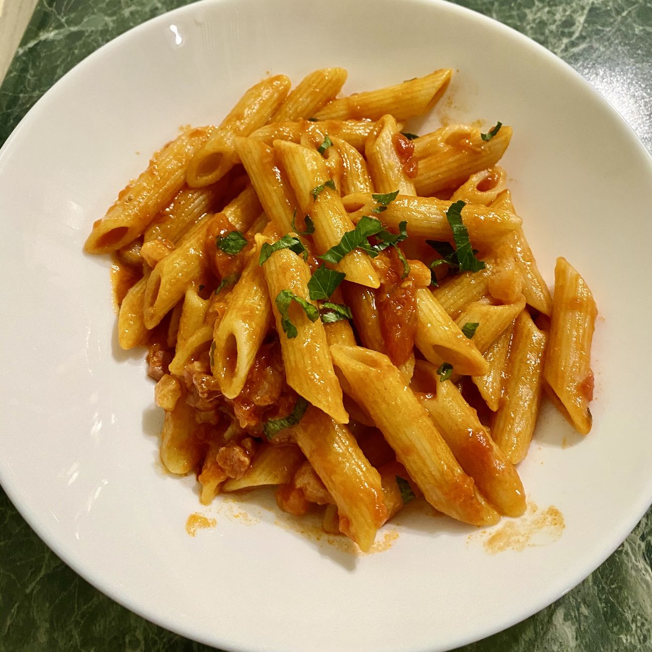 Pasta all’arrabbiata con speck