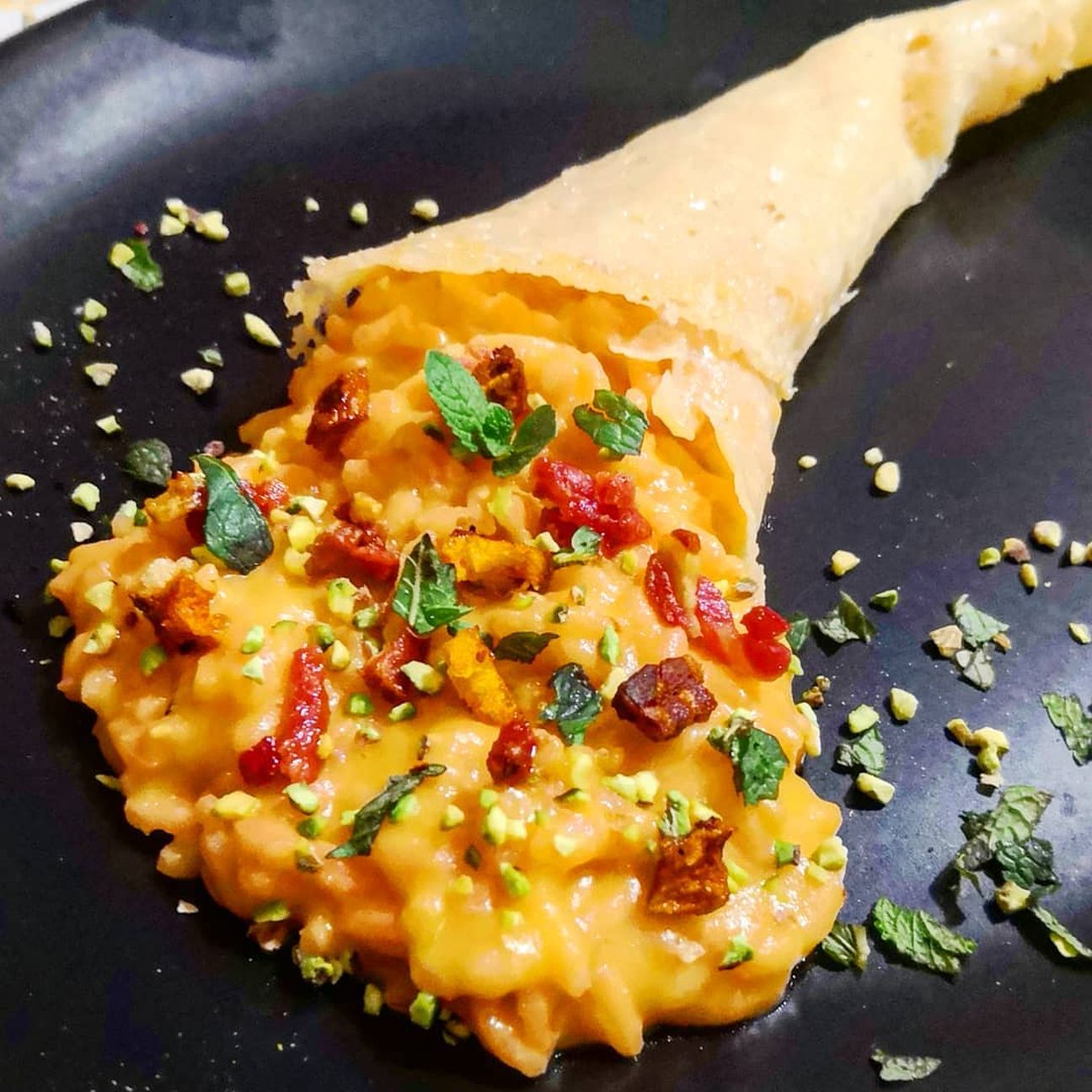Risotto zucca, crodino e pancetta