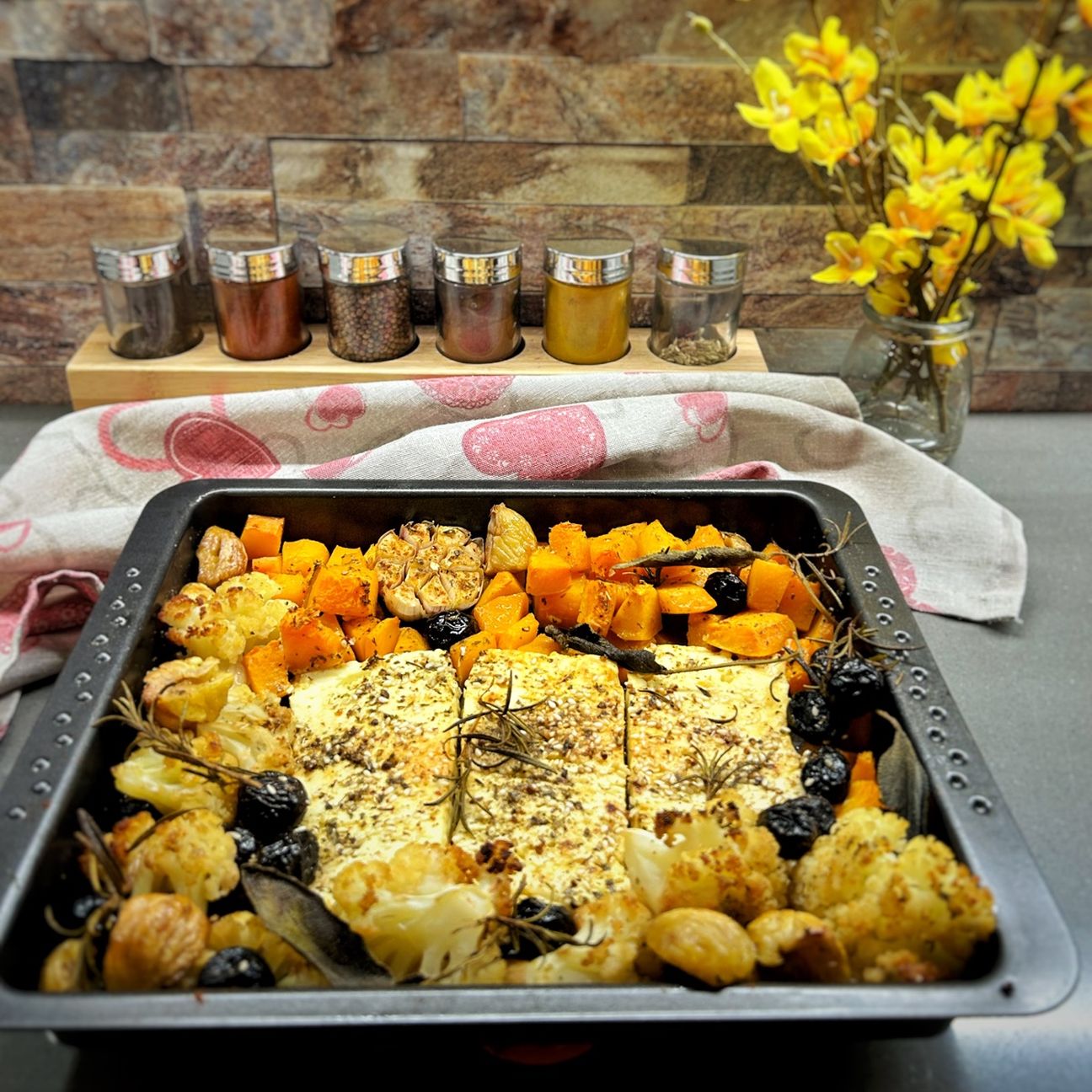 FETA AL FORNO CON ZUCCA E CASTAGNE