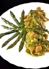 Ricetta Fettuccine asparagi e gamberetti