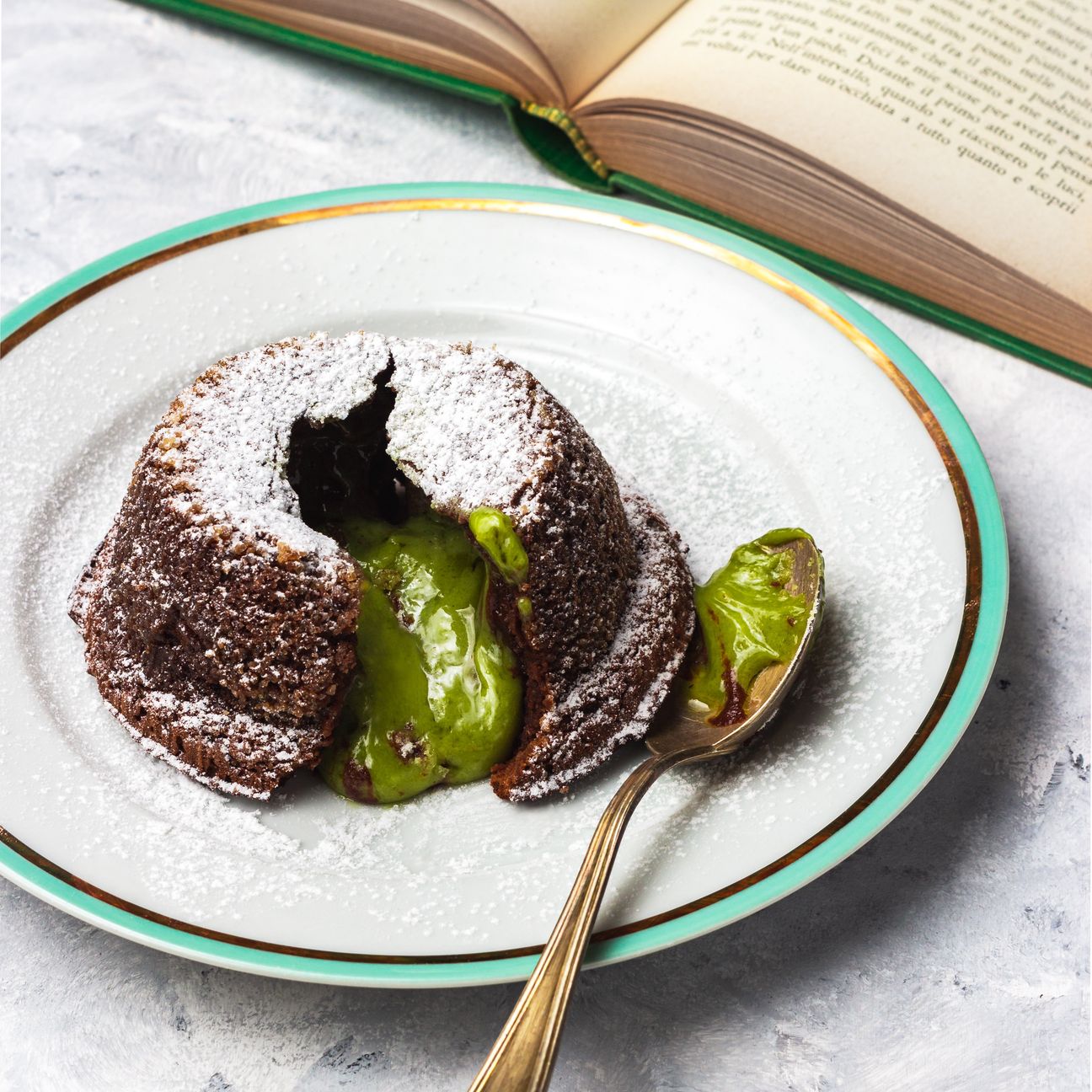 Tortino caldo al cioccolato e matcha